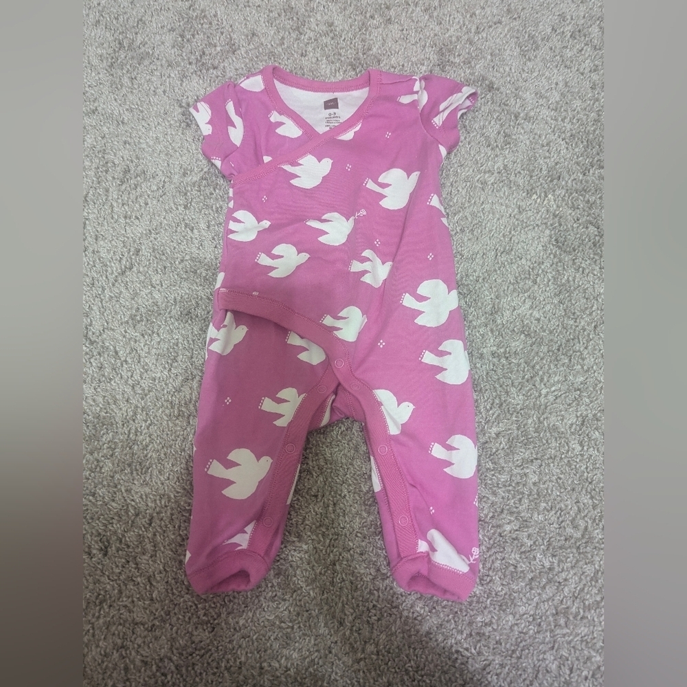 Tea Collection Pink and White Bodysuit